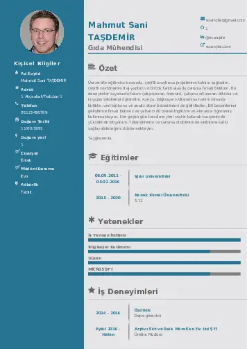 Gıda Mühendisi CV Örnekleri cv indir